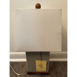 Ralph Lauren Gray Crackled Porcelain Finish Table Accent Lamp Shade NEW
